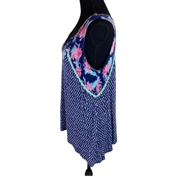 Carolyn Taylor S asymmetrical boho vibe blue tunic - Picture 3 of 6